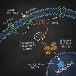 AI-generated graphical abstract summarizing an intracellular signaling study